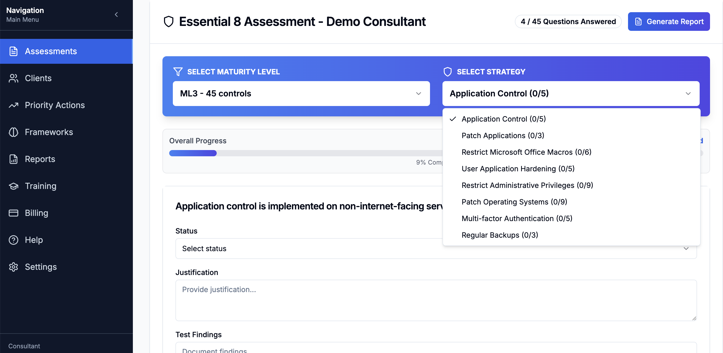 Essential 8 Assessment Dashboard